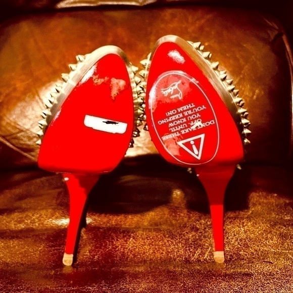 100% Authentic Christian Louboutin “Specchio” Lady Peep spikes. EU 38.5 140mm - Picture 6 of 8